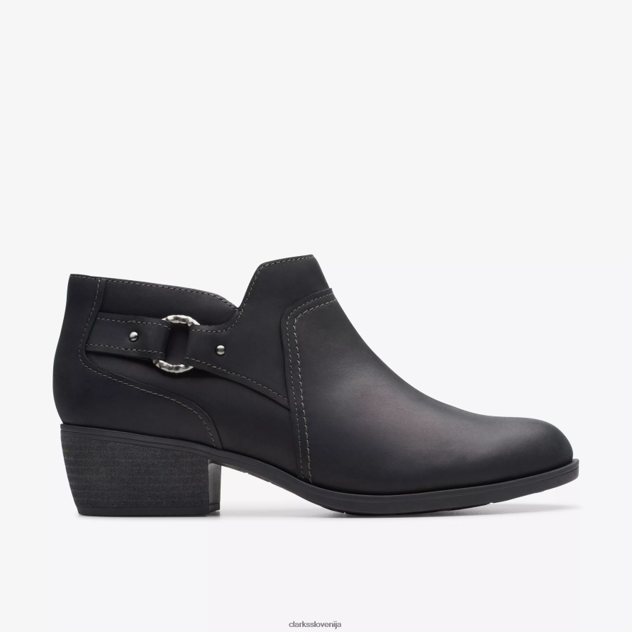 Charlten Grace D0T6P6428 črno mastno usnje Clarks