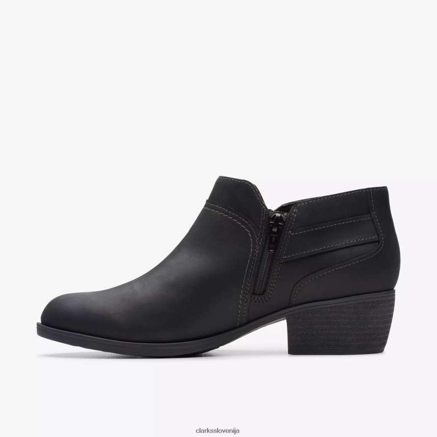 Charlten Grace D0T6P6428 črno mastno usnje Clarks