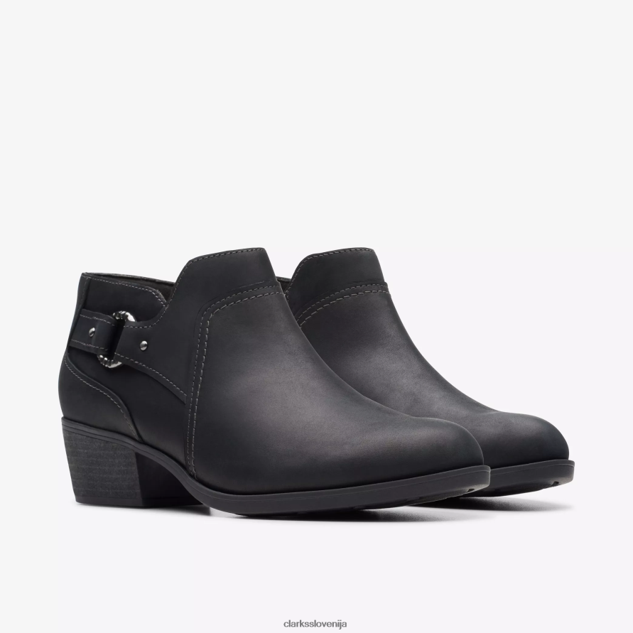 Charlten Grace D0T6P6428 črno mastno usnje Clarks