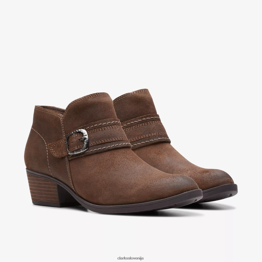 zaliv Charlten D0T6P6462 temno rjav semiš Clarks